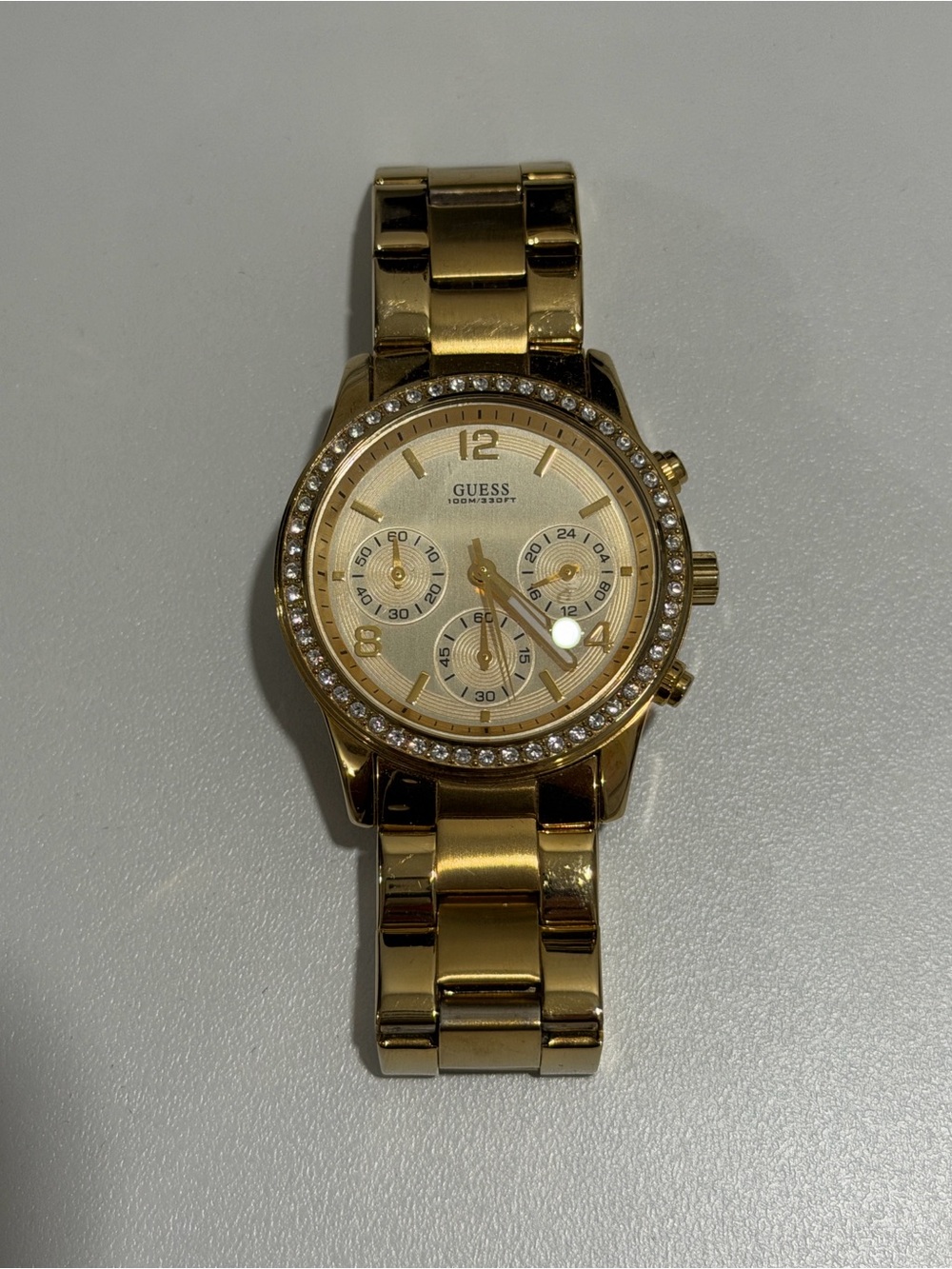 GUESS Gold-Tone Crystal Bezel Women's  Watch